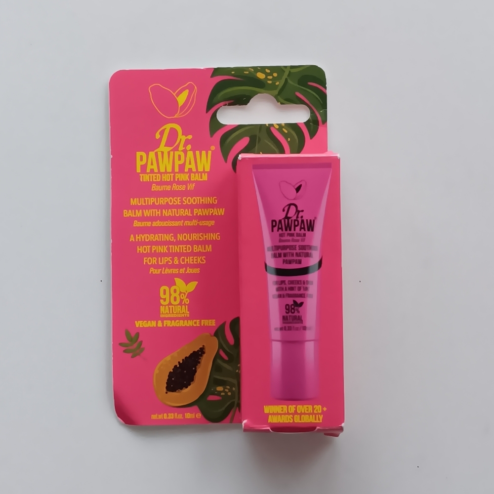 NEW Dr. PawPaw Tinted Hot Pink Multi Use Balm For Lips & Cheeks Vegan .33oz Gift